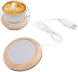 Load image into Gallery viewer, USB Cup Warmer Coaster Coffee Mug Warmer for Desk, Heating Pad Desktop Wood Grain Heat Beverage Mug Mat Tea Coffee Heater Pad for Home &amp; Office