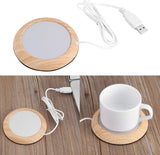 Load image into Gallery viewer, USB Cup Warmer Coaster Coffee Mug Warmer for Desk, Heating Pad Desktop Wood Grain Heat Beverage Mug Mat Tea Coffee Heater Pad for Home &amp; Office