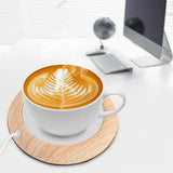 Load image into Gallery viewer, USB Cup Warmer Coaster Coffee Mug Warmer for Desk, Heating Pad Desktop Wood Grain Heat Beverage Mug Mat Tea Coffee Heater Pad for Home &amp; Office